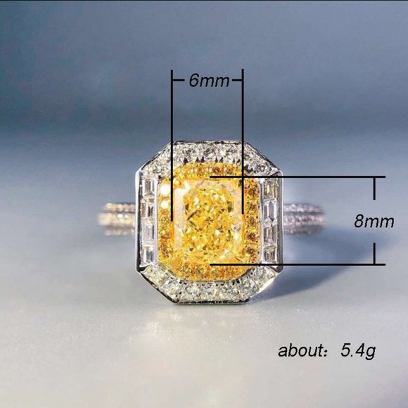 Advanced Yellow Gemstone Radiant Zircon Luxury Ring for Women, INDN8187 - Picture 7 of 7